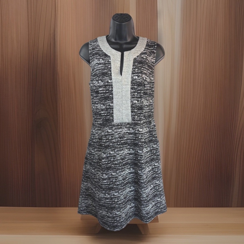 Tabitha Dress 6 Sheath Black White Gray Sleeveless Knit Pocket A-Line Schoolgirl